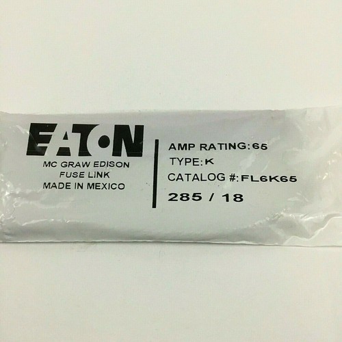 Eaton FL6K65 Fuse Link 65A 27kVAC Type K - 1 Unit NOS SEALED - Picture 2 of 5