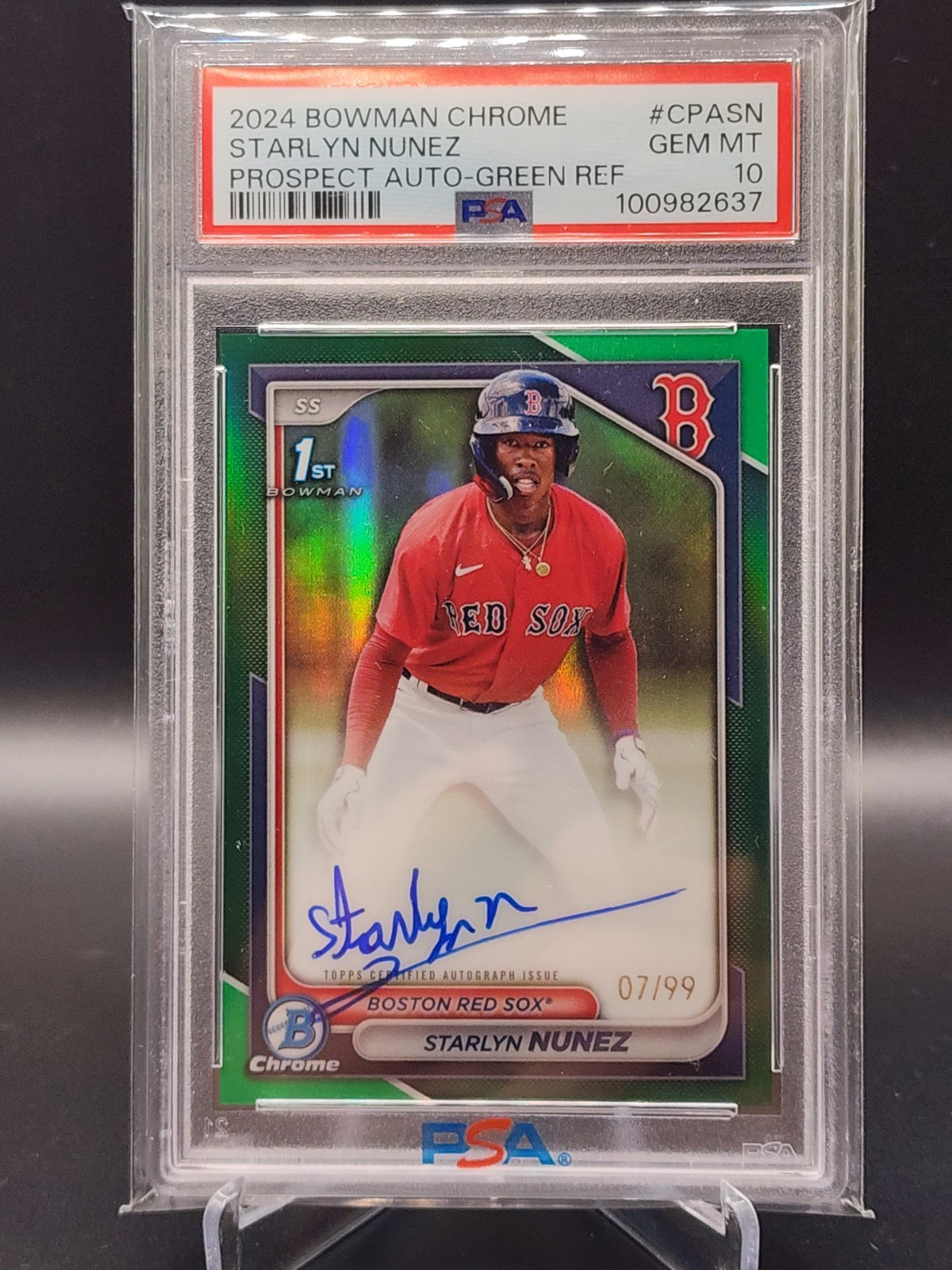 2024 Bowman Chrome Starlyn Nunez Auto True Green /99 PSA 10 Gem Mint 1st Red Sox