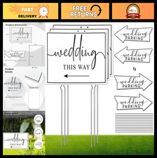 7-Pack Wedding Directional Signs - Double-Sided Ceremony  Parking Arrows, Weath