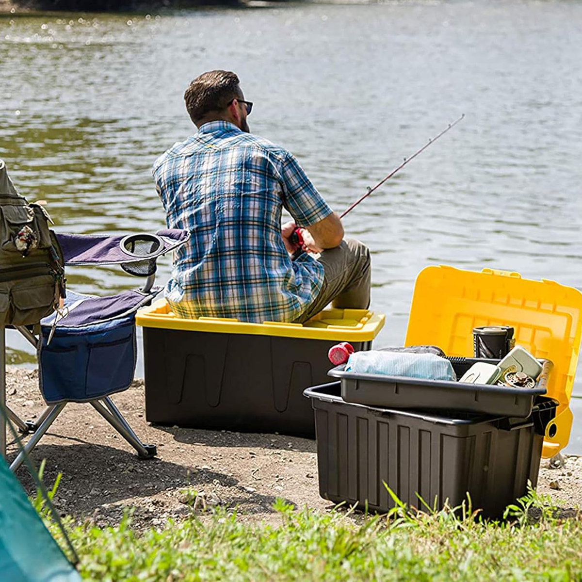 HOMZ 2-Pack Durabilt, Heavy Duty Plastic Storage Bins with Lids