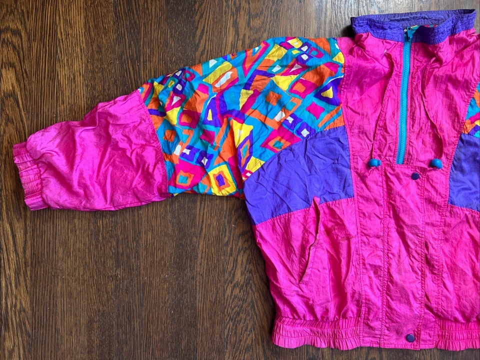 RARE One Of A Kind 1990s Fresh Prince Tracksuit Nylon Jacket Hot Pink - Image 3 of 4