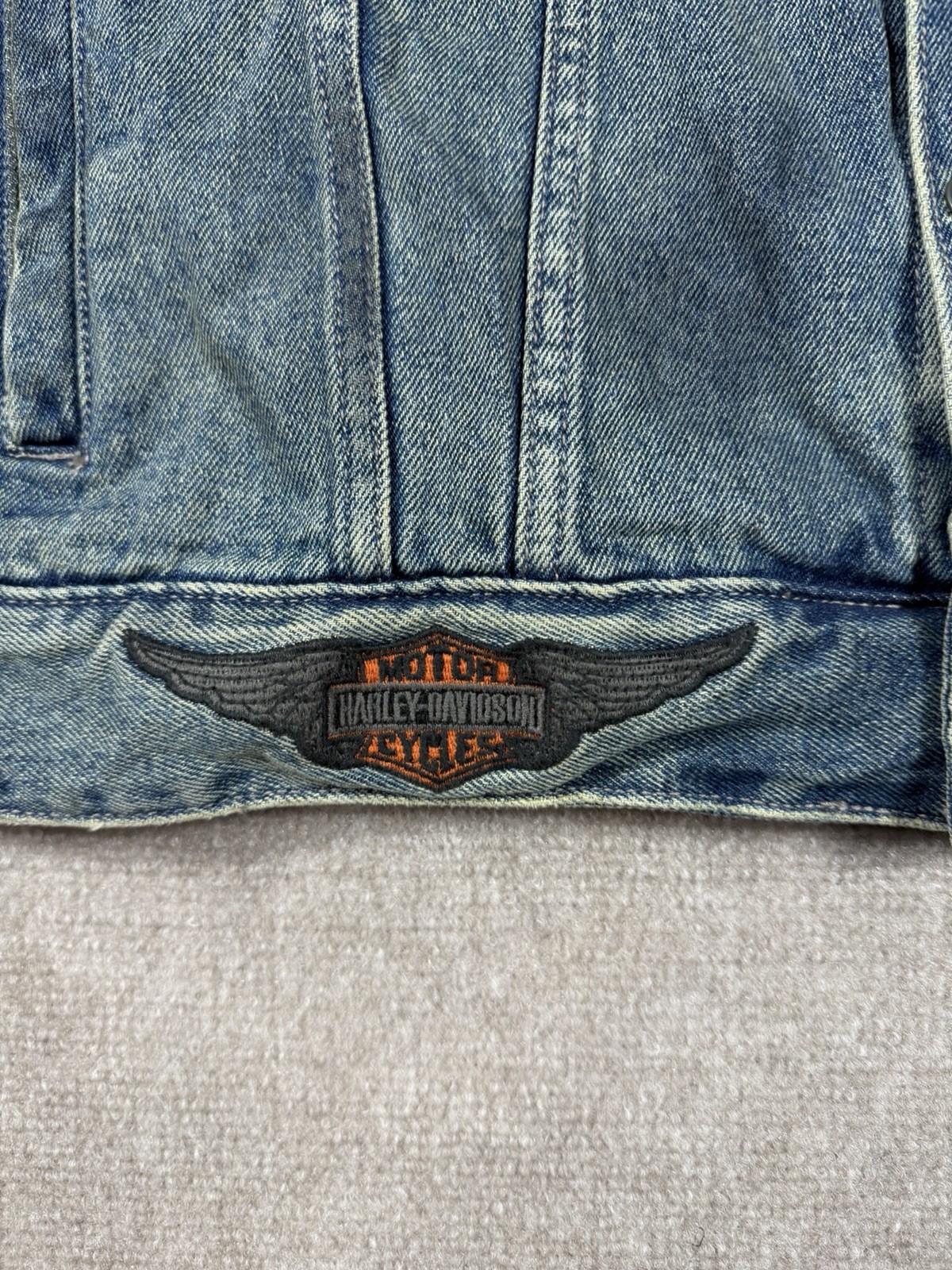 Harley Davidson 2XL Men's Recalled VTG DENIM Skull Motorcycle Vest 96476-15VM image 9
