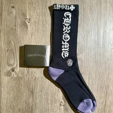 Chrome Hearts Dagger Socks Cross Logo CH Men's Large 9-13 White Black Brand New