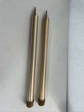 Pair Gold Refillable Taper Oil Candlesticks With Glass Inserts 11.5 Inches