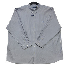 Polo Ralph Lauren 4XB Big NWT Blue White Striped Stretch Shirt MSRP 138 Button