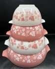 Pyrex Pink Gooseberry Cinderella Mixing Bowls Set of 4 441-444 Vintage USA Great