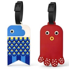 Japanese Koinobori and Octopus Luggage Tags   2-Pack Silicone ID Bag Tags