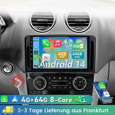 4+64G DAB+ Android14 Für Mercedes Benz W164 GL320 ML350 X164 9''Autoradio GPS Nav