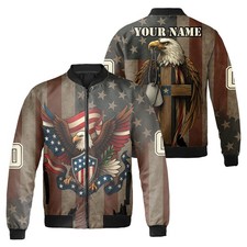 Personalized Eagle USA Flag Patriotic American Veteran's Day Bomber Jacket