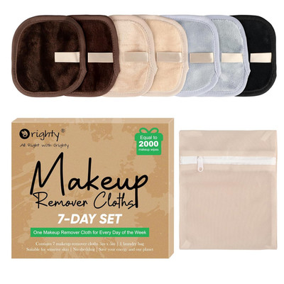 Makeup Remover Cloths 7-Day Set, Premium & Reusable Makeup Remover Pads, Erase M
