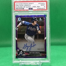PSA 9 PURPLE Refractor Auto #/250  Bowman Draft Chrome Greyson Jenista POP 6