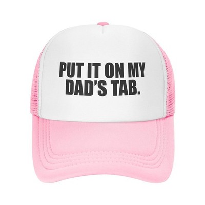 Put It On My Dad's Tab Trucker Hat Unisex Adult Hats Adjustable Cap for Men a...