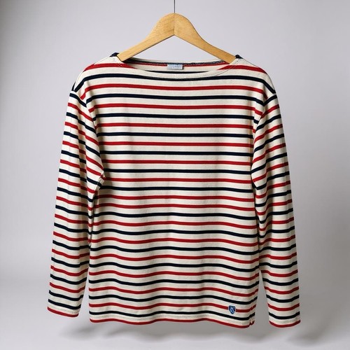 Orcival White Navy Striped T-Shirt French Breton Lrg Red Made in France Nautical