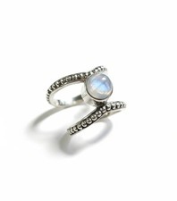 Sterling Silver Double Band Moonstone Ring