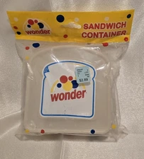 NEW VINTAGE WONDER BREAD DOTS LOGO SANDWICH HOLDER PLASTIC STORAGE CONTAINER.
