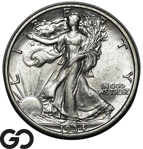 1934-S Walking Liberty Half Dollar, Choice AU++ Better Date