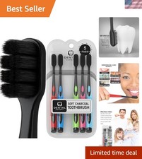 Soft Toothbrushes for Adults - Black Charcoal Toothbrush Ultra Soft for Sensi...