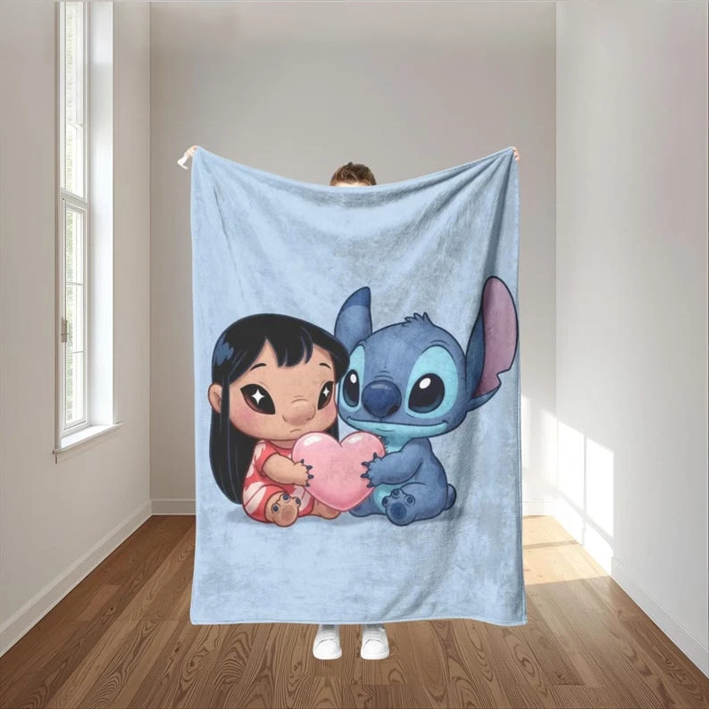 Disney Lilo & Stitch Heart Fleece Blanket