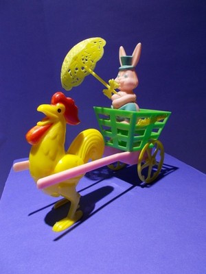 ROSEN / ROSBRO EASTER EXPRESS - ROOSTER CART RABBIT CANDY CONTAINER