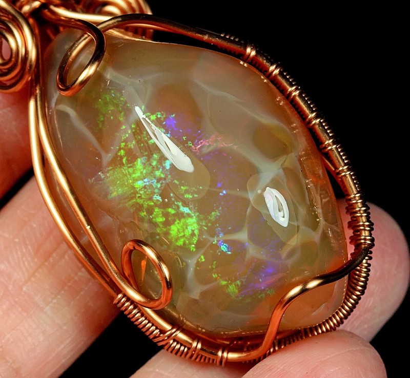 66.5Ct African Crystal Opal Nugget Wire Wrapped Pendant PRS153