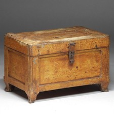 BEAUTY! Antique 19thC. Yellow Painted Country Primitive Valuables Money Box