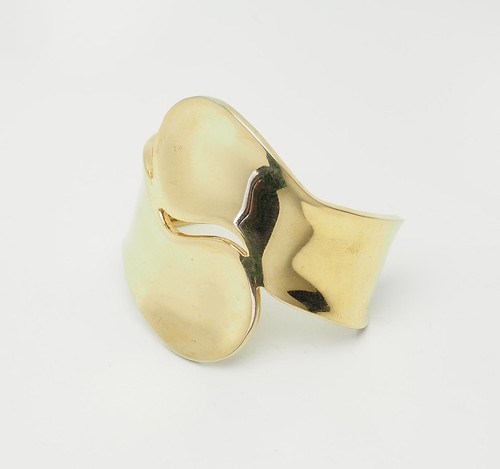 Stunning gold plated sterling silver wide modernist designer cuff bracelet