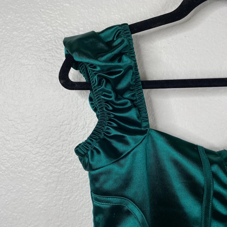 Top corsé de satén verde talla L Charlotte Russe Milkmaid Whimsigoth Goblin para mujer Foto 3 de 4