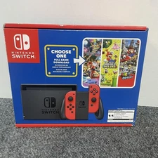 Nintendo Switch Console Mario Bundle Box Only Red Joy-Con Choose One Game Code