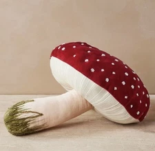 John Derian Red Mushroom Beaded Embellished Cotton Velvet Pillow Target 2023