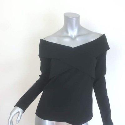 Emilio Pucci Crisscross Off the Shoulder Top Black Stretch Jersey Size US 10