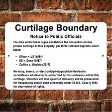 Curtilage Boundary No Trespassing Sign Metal ...