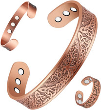 Copper Magnetic Bracelet for Men 9X Ultra Strength Magnet Adjustable 99.9 Pur