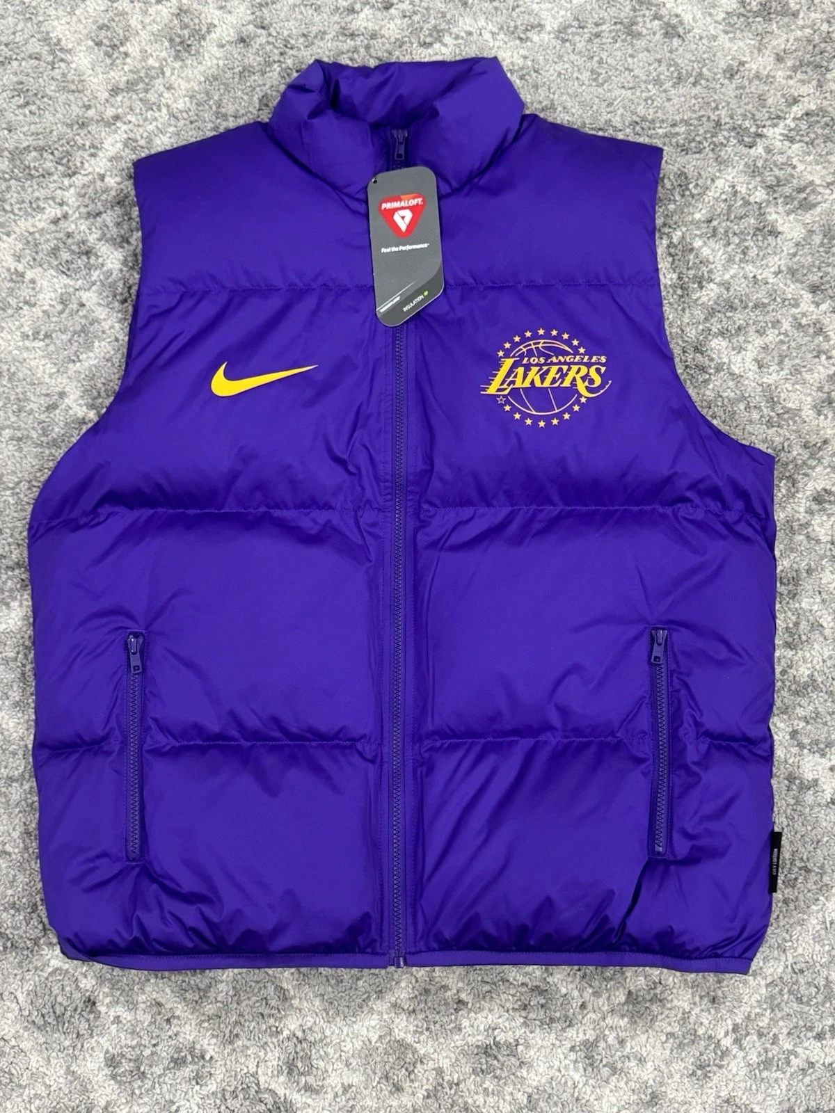 Nike LA Lakers City Edition Purple Yellow Puffer Vest FZ0335-504 Men’s Size M