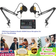 Podcast Equipment Bundle, F998 Live Sound Card with BM800 Condenser Microphone