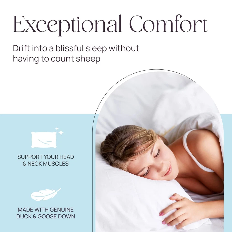 Pure Dream Firm Pillow - Standard Size 20x26 Inch Medium Support Goose Feathe... - Image 2 of 4