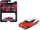 1955 CHEVROLET BEL AIR RED & WHITE 1/64 DIECAST MODEL BY MAJORETTE 8505001013