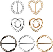7PCS Premium Scarf Ring Clip, Cute T-Shirt Clips for Women Clothing, 4 Different