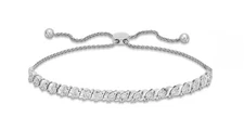 Zales 1/2 CT. T.W. Diamond Miracle "S" Bolo Bracelet in Sterling Silver - 9.5"
