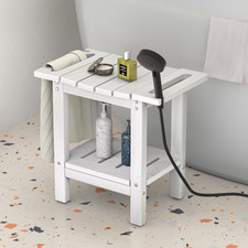HDPE Shower Stool Bathroom Bench with Storage Shelf Water Resistant