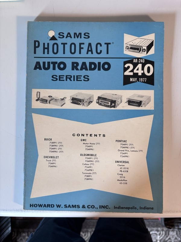 Sams Photofact Manuals Auto Radio Series AR-240