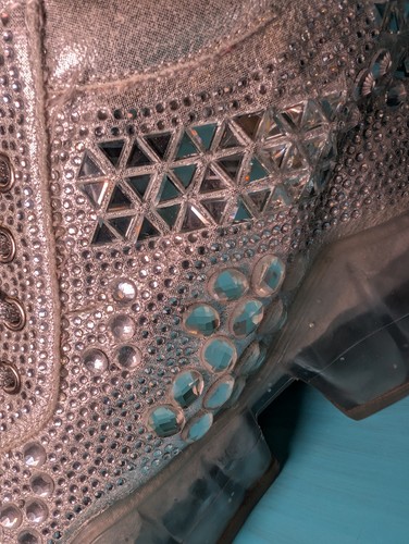 Anthony Wang Chunky Clear Sole Size 6 Shiny Silver Bling high Heels Disco Ball - Picture 9 of 17