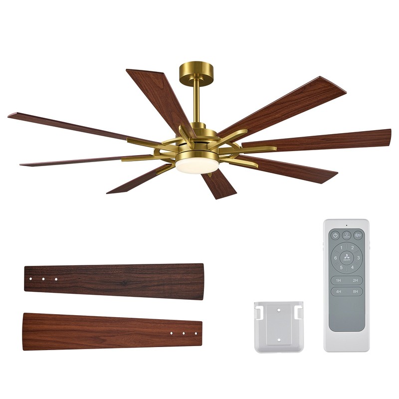 60" 8-Blade Ceiling Fan with LED Light and Remote Control, Used