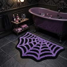 Casasphere Spider Web Bathroom Rugs, Halloween Bath Mat Non-Slip Bath Rug Mac...