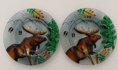 Fused Glass Decorative Moose Plates (Set Of 2)