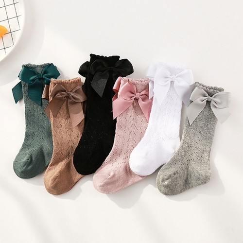 1 Pairs Toddler Newborn Knee High Bowknot Knit Mesh Socks Baby Lace Socks - Picture 9 of 32