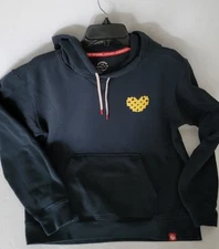 Chik Fil A Hoodie Ladies LG Dark  Blue Waffle Fry Embroidered Heart Pocket 