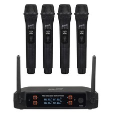 4-Channel 2.4-GHz Wireless Microphone System with 4 Handheld Microphones and...