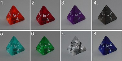Würfel-Dice: W4 - transparent - Rollenspiel - Lifecounter - Tabletop - RPG - Neu