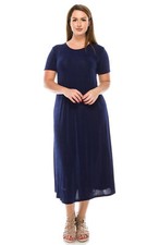 JOSTAR Navy Blue LONG DRESS Poly Spandex SLINKY Knit 7002BN S M L XL 2X 3X