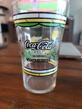Coca-Cola Classic Glass with Yellow Rose - Whataburger Excellent Condition